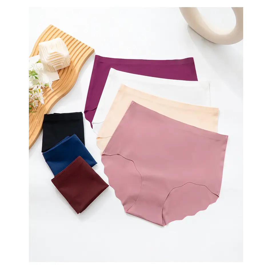 High Waist Seamless Belly Contracting Wavy Edge Hip Lifting Briefs - Pantyhose