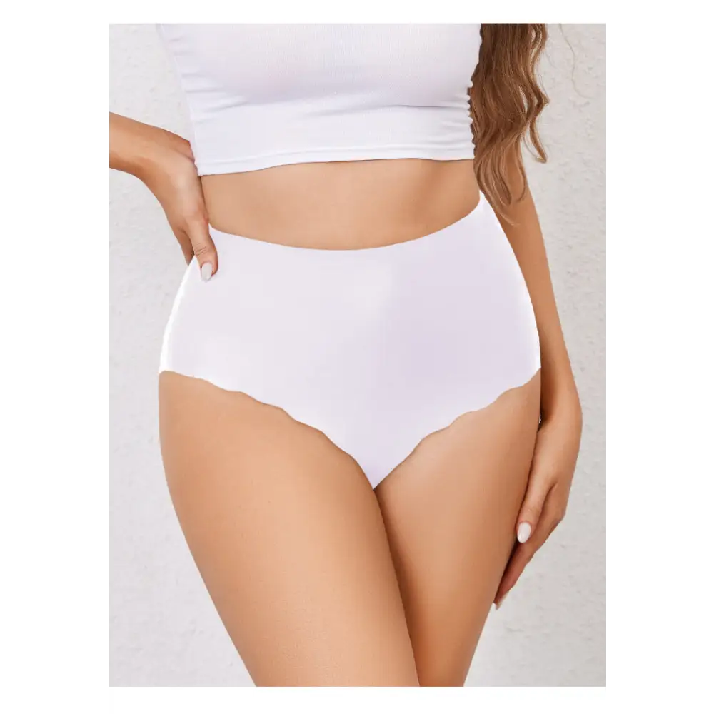 High Waist Seamless Belly Contracting Wavy Edge Hip Lifting Briefs - Pantyhose
