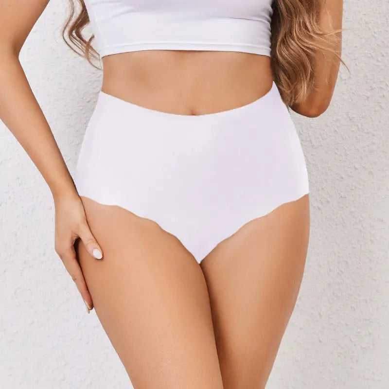 High Waist Seamless Belly Contracting Wavy Edge Hip Lifting Briefs - Pantyhose