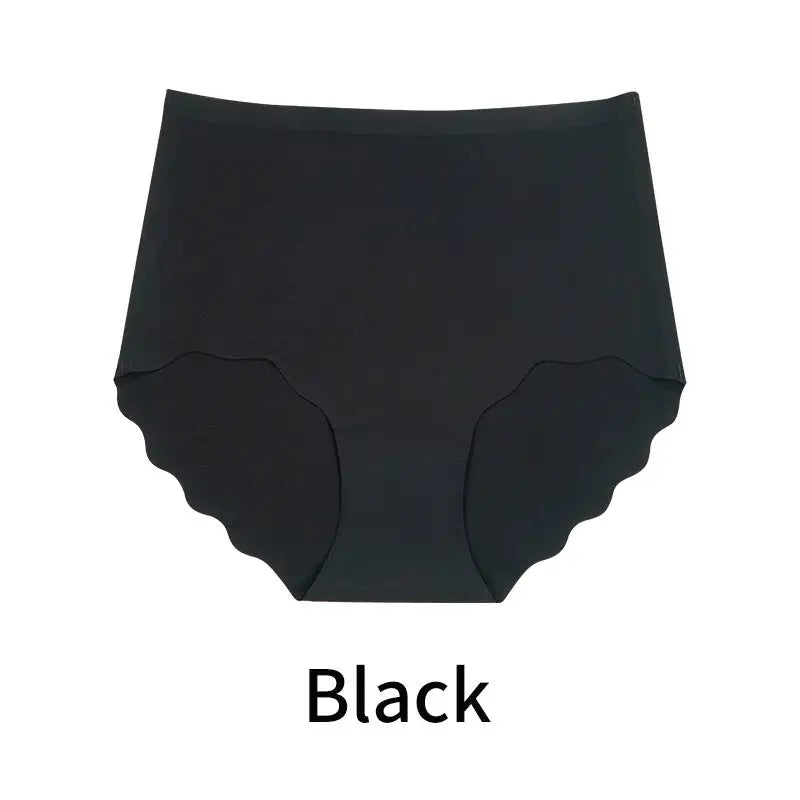 High Waist Seamless Belly Contracting Wavy Edge Hip Lifting Briefs - XS / Black - Pantyhose