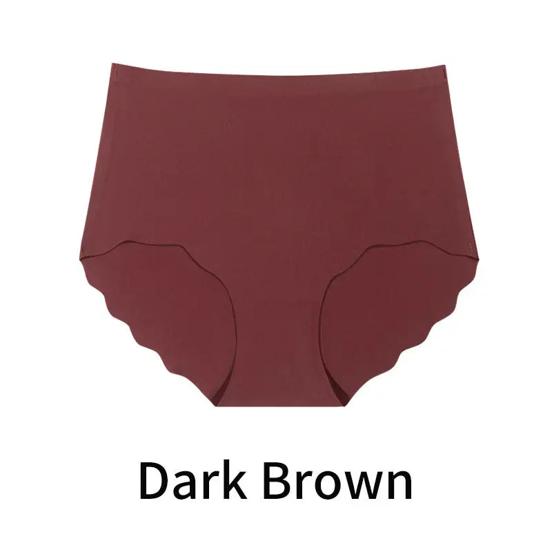 High Waist Seamless Belly Contracting Wavy Edge Hip Lifting Briefs - XS / Dark Brown - Pantyhose
