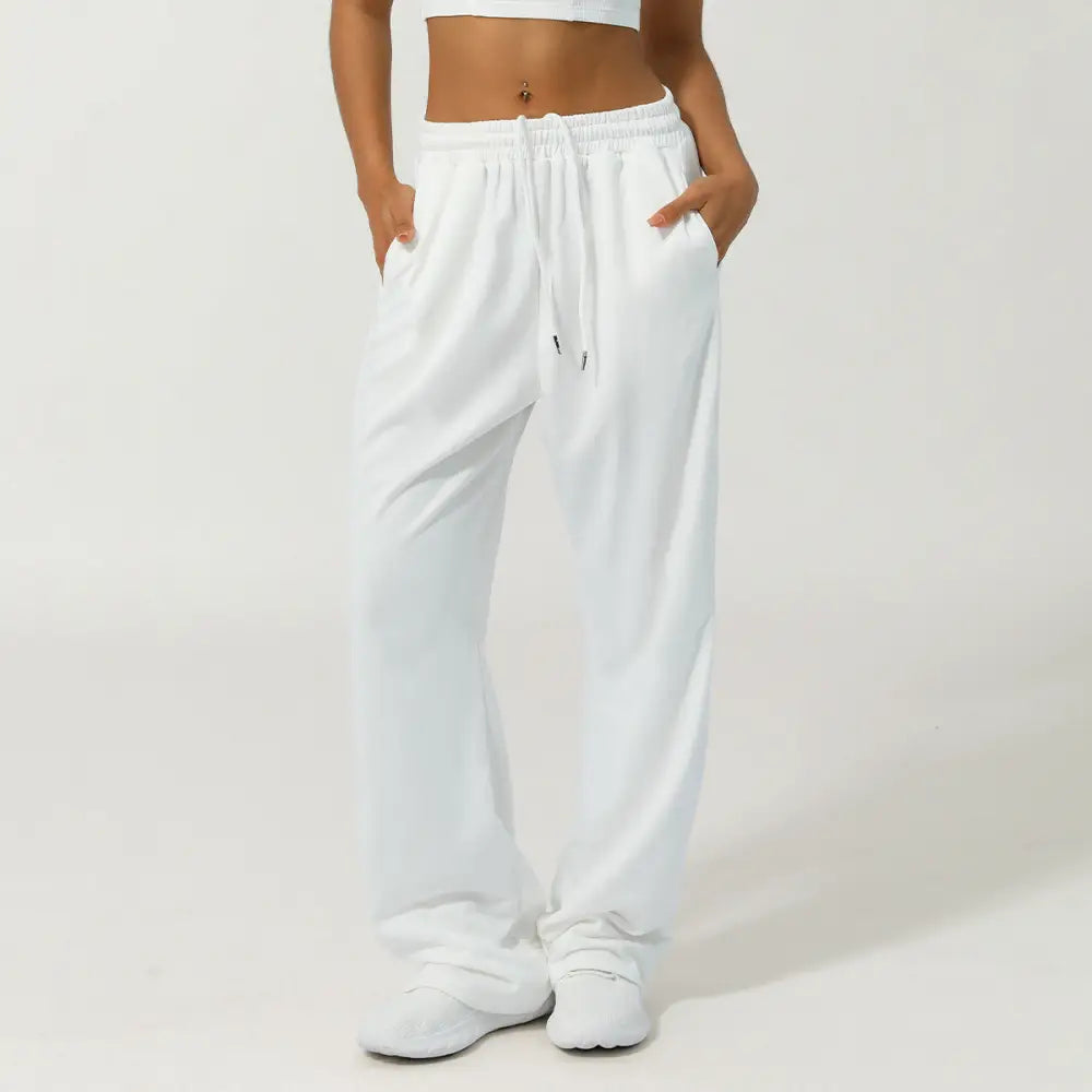 High Waist Track Sweatpants - M / White - Activewear