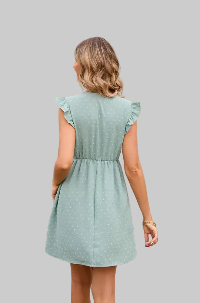 High Waist V-Neck Dress - Dresses