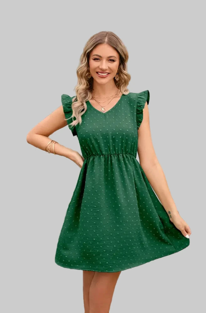 High Waist V-Neck Dress - Dresses
