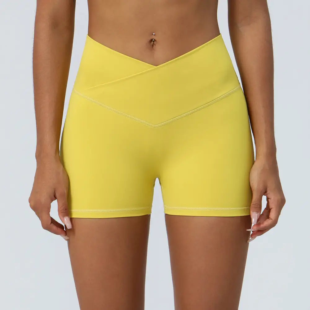 Hip Raise Yoga Shorts - S / Lemon yellow - Activewear