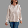 Hooded Long Sleeve Solid Color Pullover Sweatshirt - S / Khaki - Sweatshirts & Hoodies