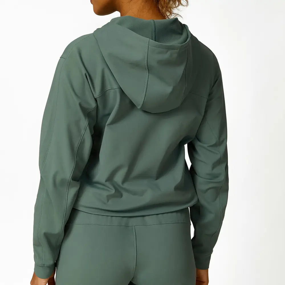 Hooded Sweatshirt Drawstring Sports Yoga Suit - S / Green - Activewear