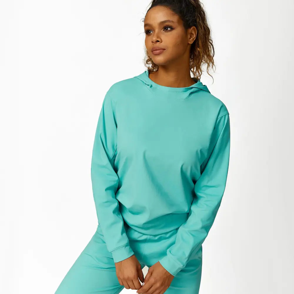 Hooded Sweatshirt Drawstring Sports Yoga Suit - S / Mica Green - Activewear