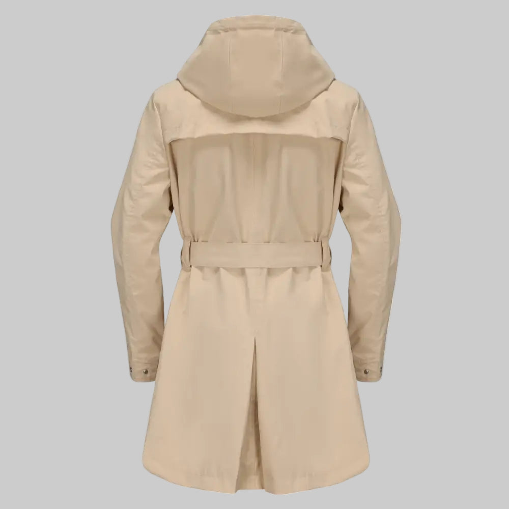 Hooded Waterproof Belt Raincoat - Outerwear