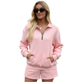 Hoodie Pocket Two-Piece Shorts Set - S / Pink - Outfit Sets