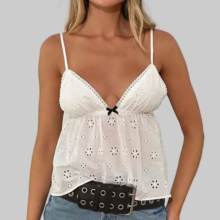 Jacquard Woven Sexy Camisole Top - S / White - Tank Tops & Camis
