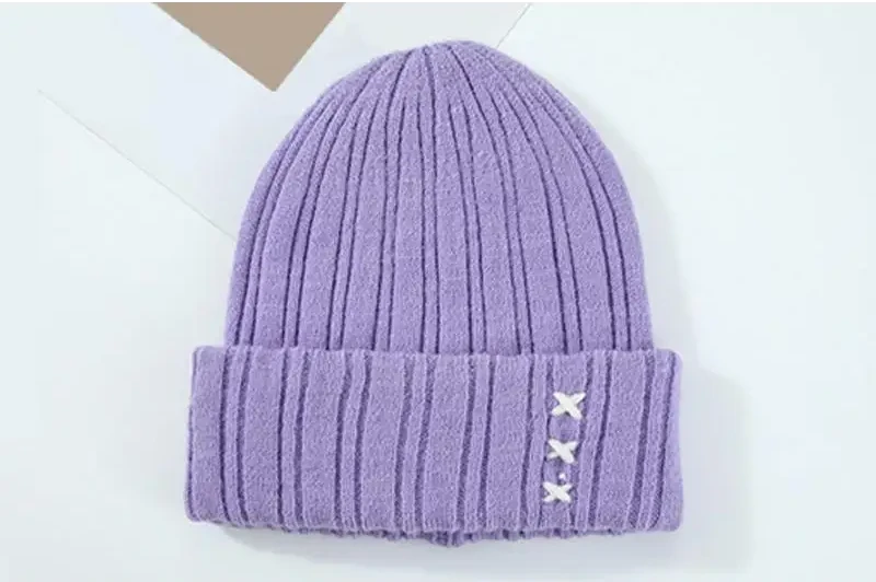 Knitted Beanie - One Size / Taro purple - Hats