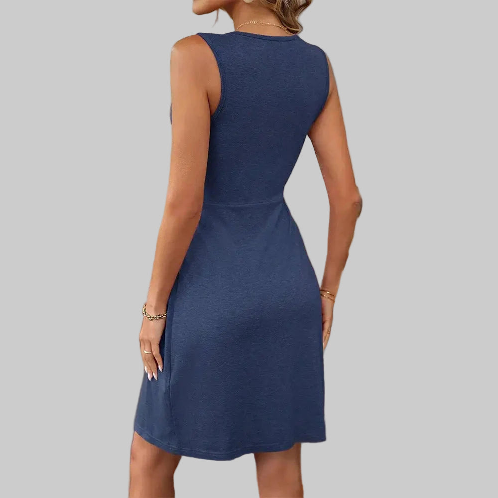 Knitted Fabric Sexy Twist Pleated Waist Tight Slimming Dress - Dresses