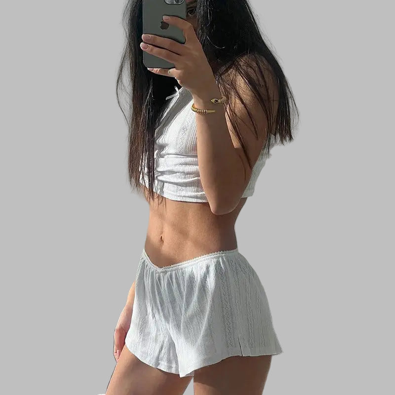 Knitted Soft Comfortable Sexy Pajamas - S / White - Loungewear Sleepwear