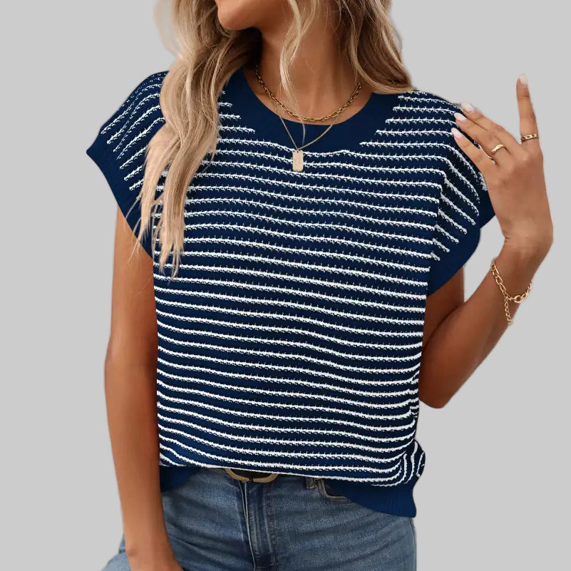 Knitted Striped Sweater - S / Navy Blue - Sweaters & Cardigans