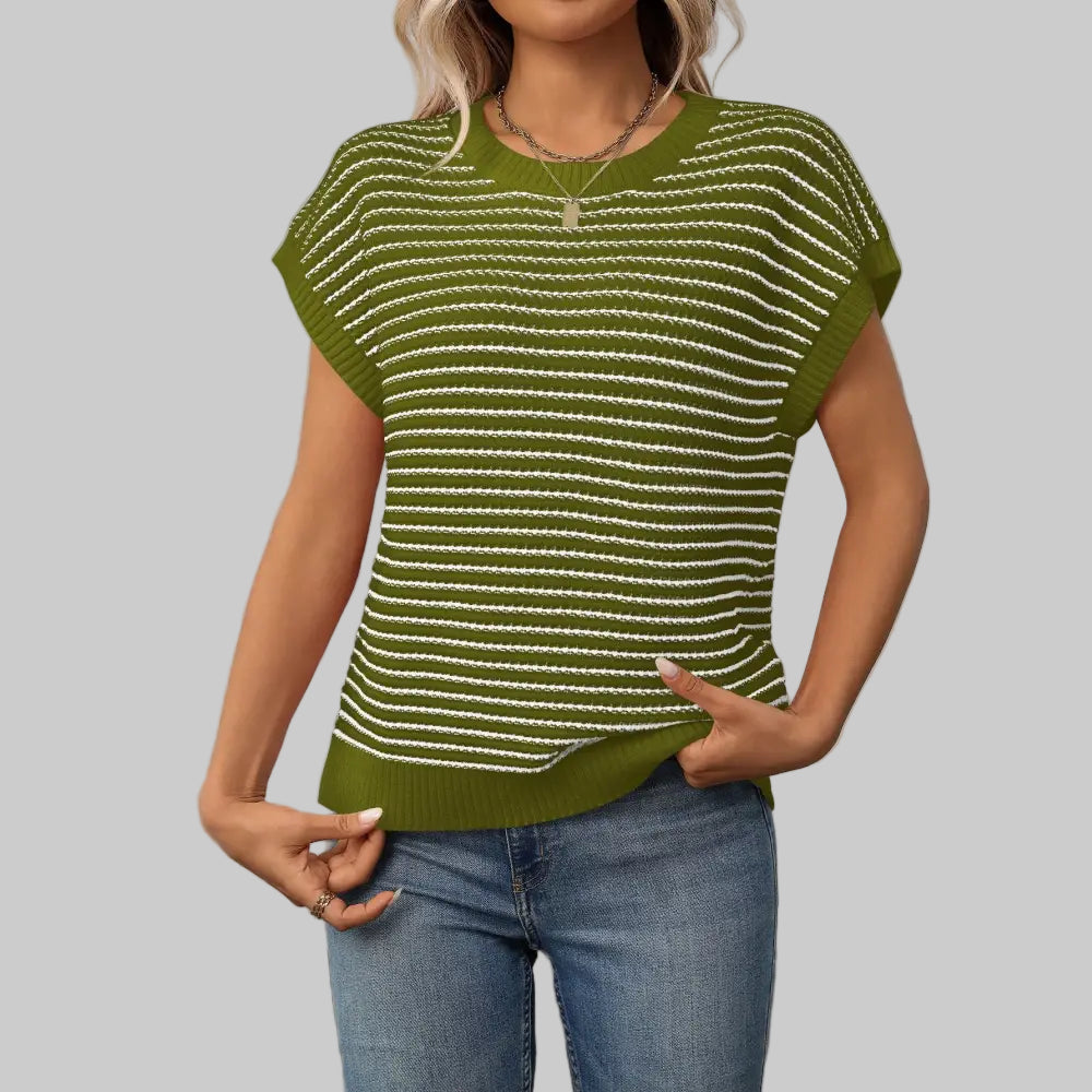 Knitted Striped Sweater - S / Olive - Sweaters & Cardigans