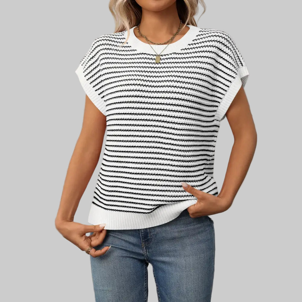 Knitted Striped Sweater - S / White and black strip - Sweaters & Cardigans