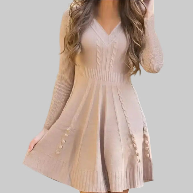 Knitted Sweater Dress - S / Brown - Dresses