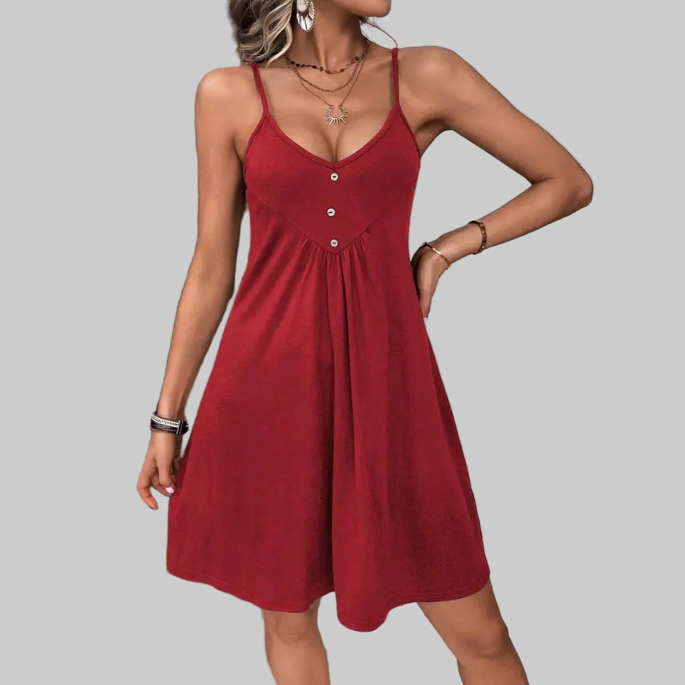 Knitted Waist Controlled Slimming Cami Dress - Dresses