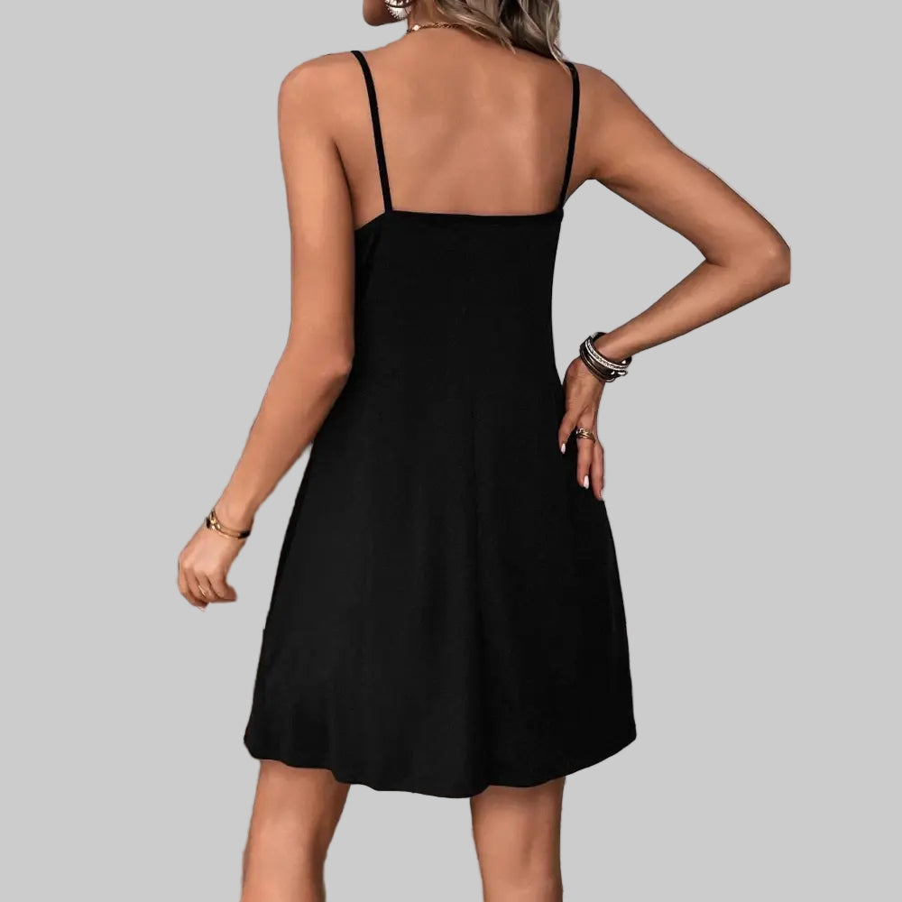 Knitted Waist Controlled Slimming Cami Dress - Dresses