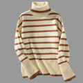 Knitting Pullover Collared Striped Turtleneck Sweater - Sweaters & Cardigans