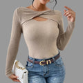 Knitwear Simple Twisted Off Neck Pullover Sweater - S / Khaki - Sweaters & Cardigans