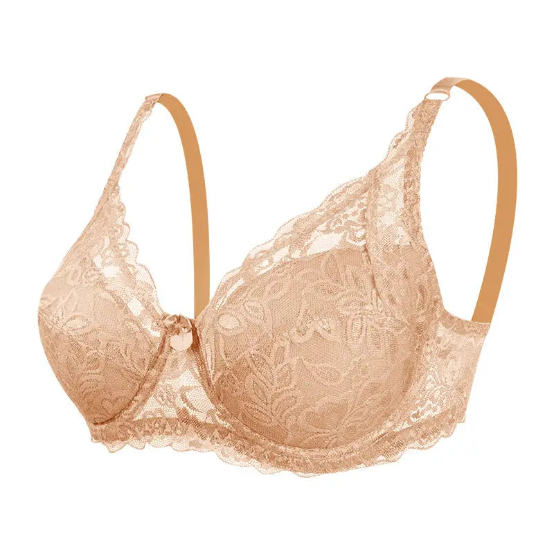 Lace Bra Steel Ring Adjustable Push-up - 36/80CD / Apricot - Bras