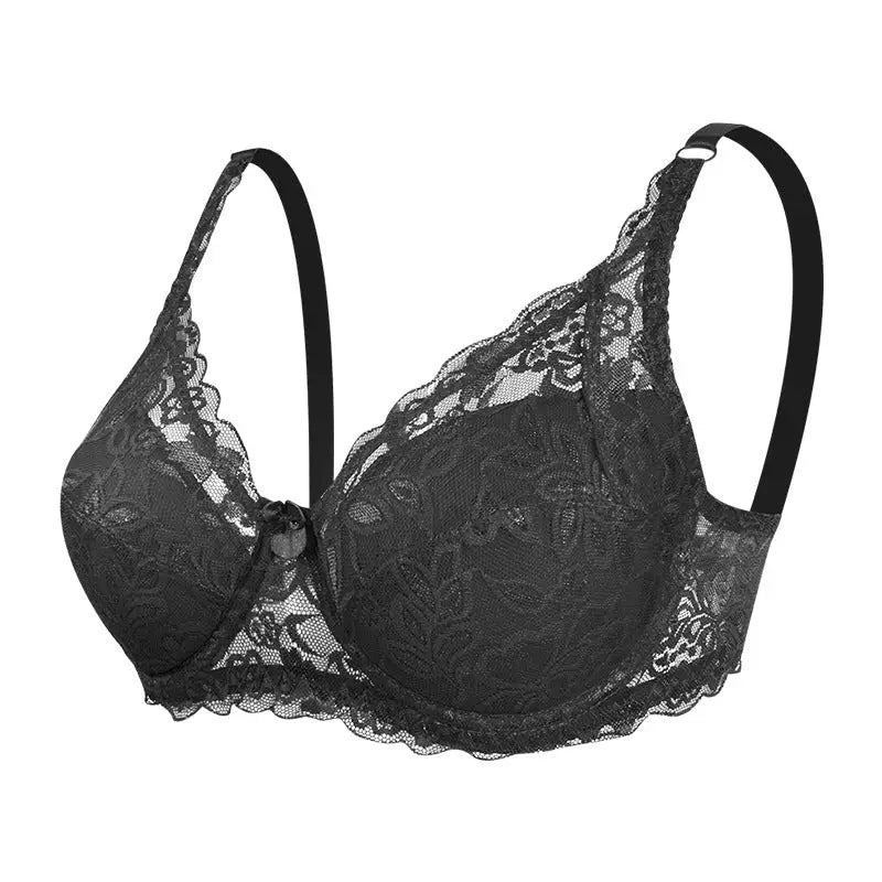 Lace Bra Steel Ring Adjustable Push-up - 38/85CD / Black - Bras