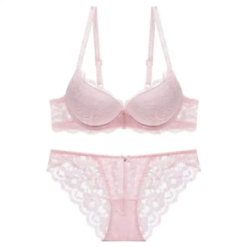 Lace Sexy Push up Comfort Bra Set - 70A / Pink - Panty Sets