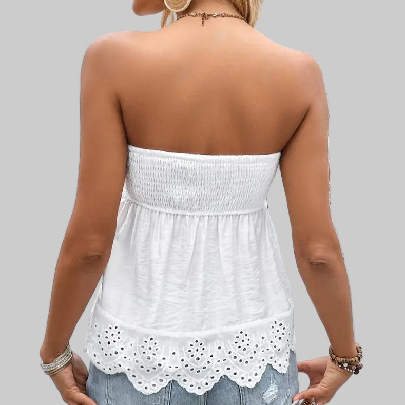 Lace Stitching Tube Top - Tank Tops & Camis