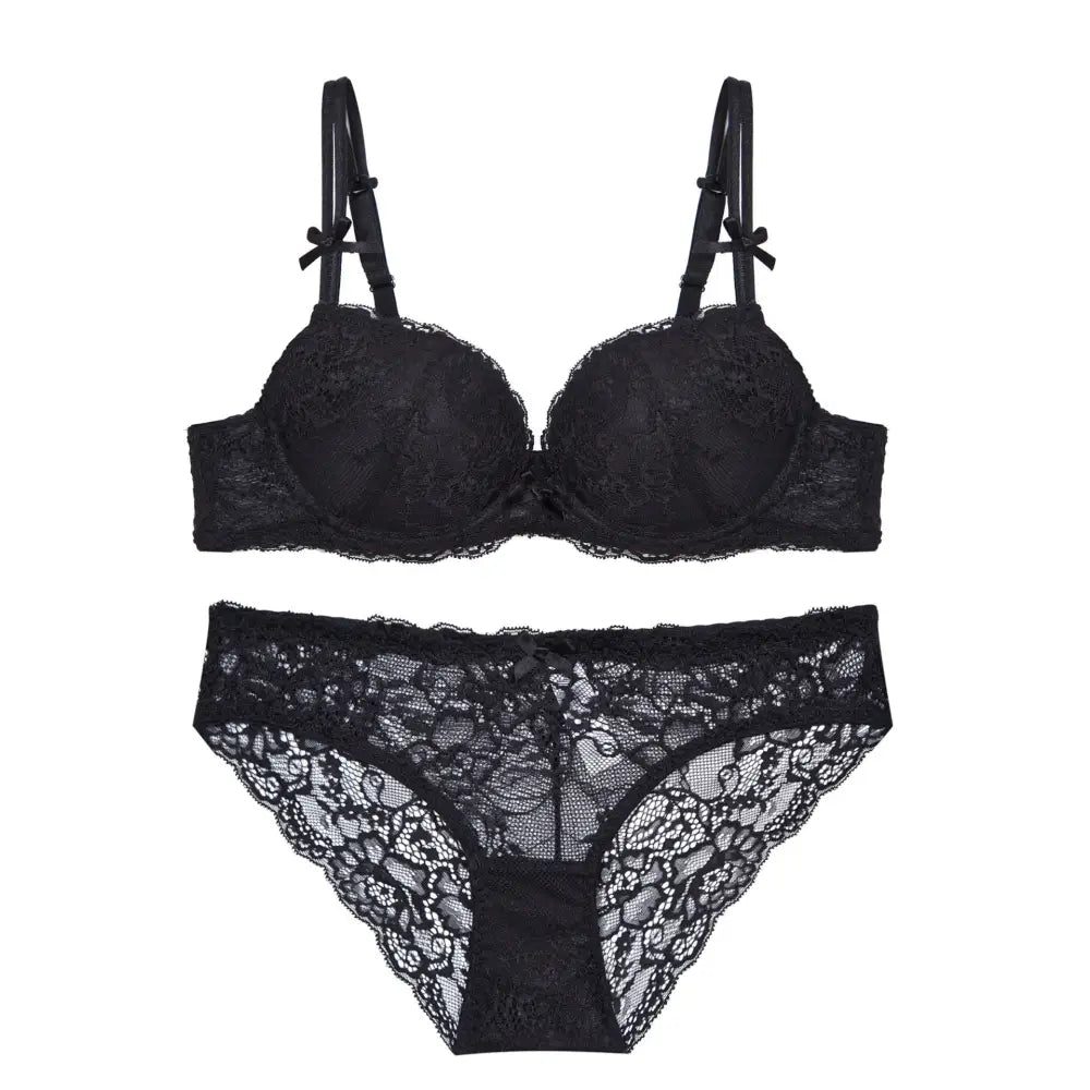Lady Seduction Push up Padded Bra Set - 70A / Black - Panty Sets