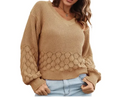 Lantern Sleeve Sweater - S / Wheat Yellow - Sweaters & Cardigans