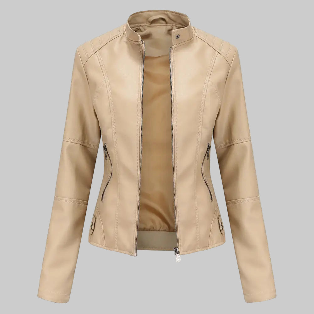 Leather Slim Jacket - XS / Apricot - Outerwear