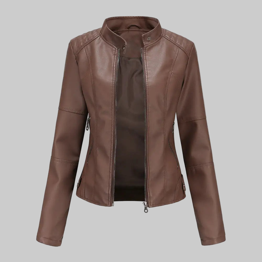 Leather Slim Jacket - XS / Brown - Outerwear