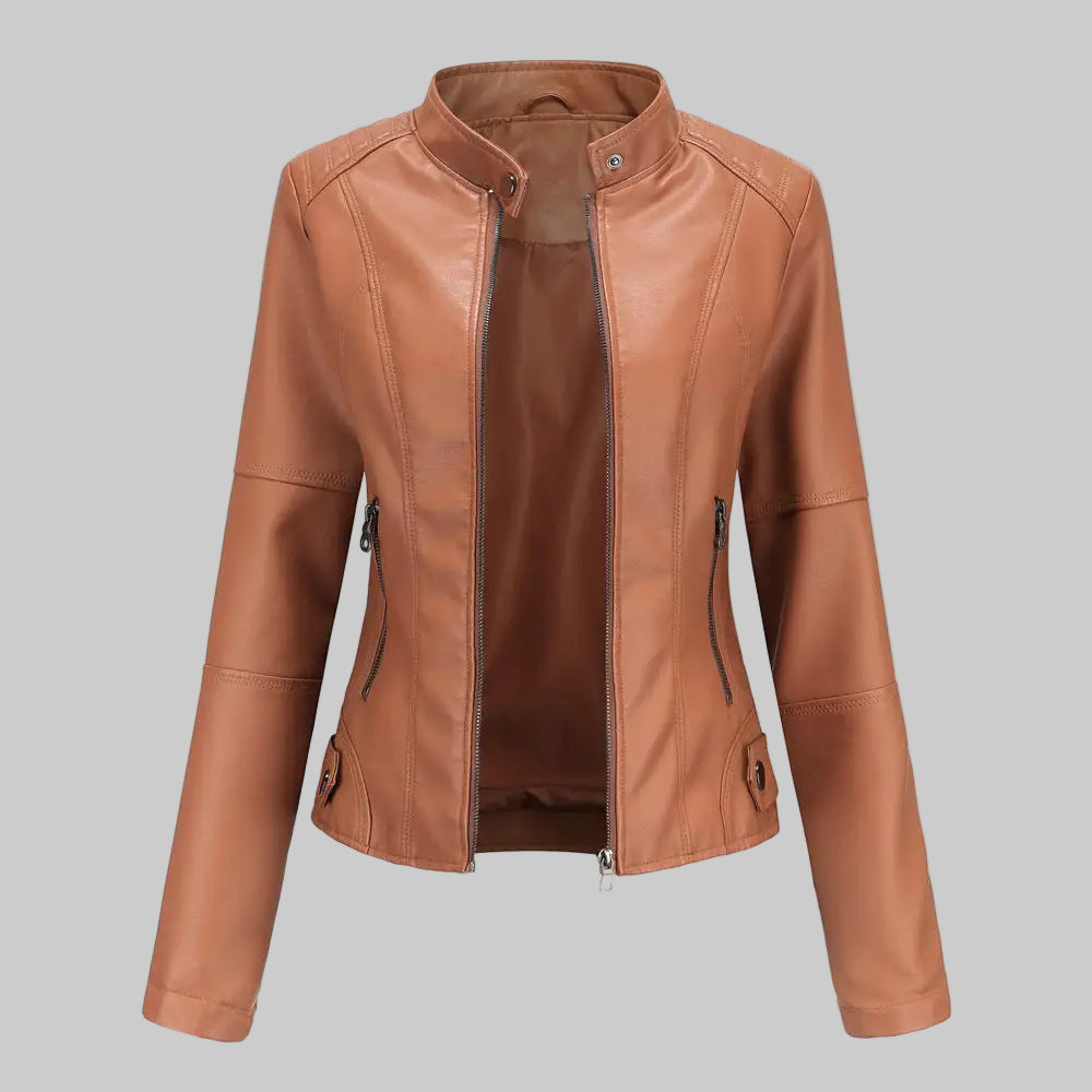Leather Slim Jacket - XS / Camel - Outerwear