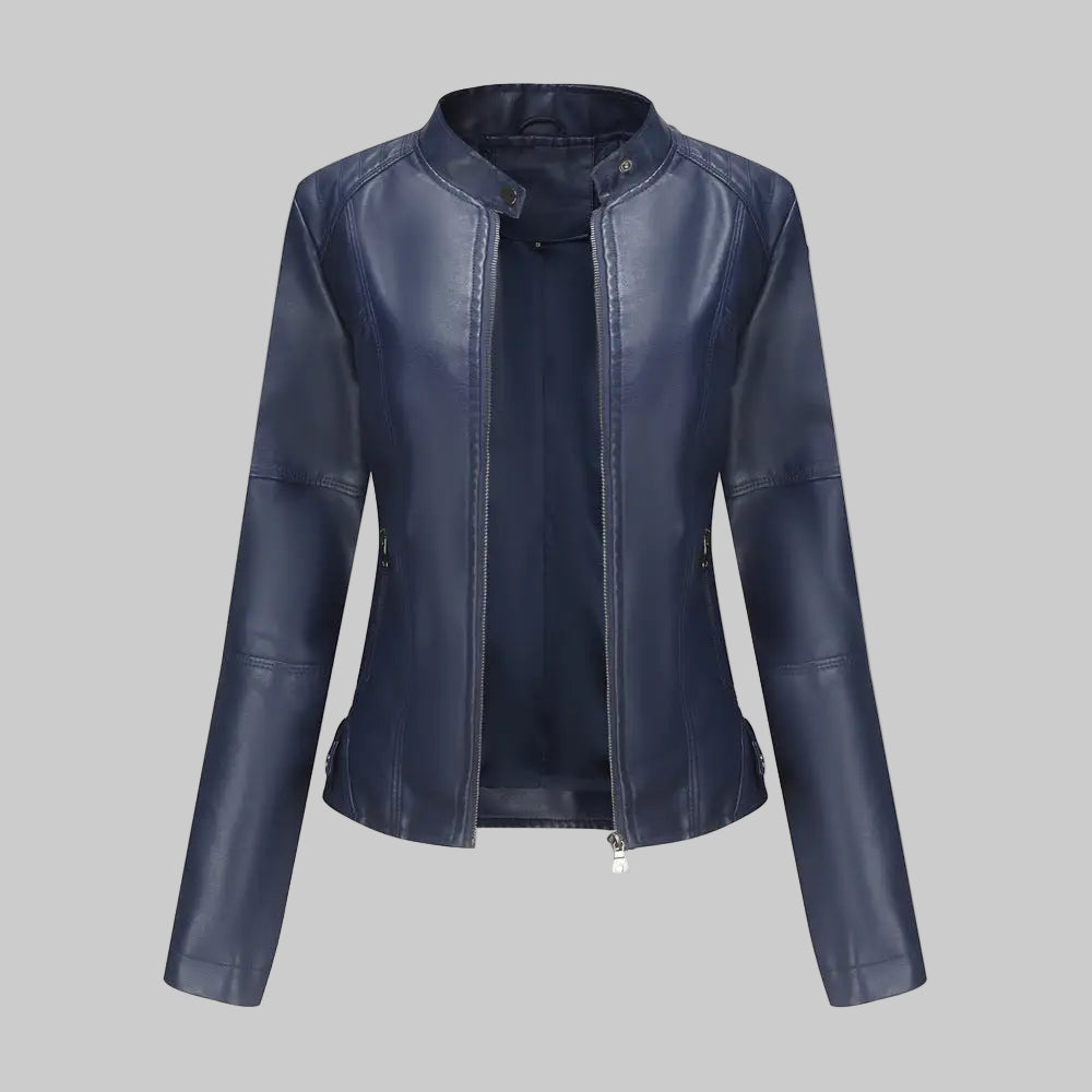 Leather Slim Jacket - XS / Navy Blue - Outerwear