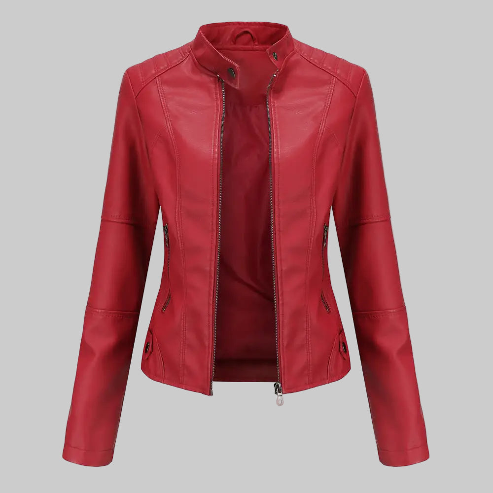 Leather Slim Jacket - XS / Red - Outerwear