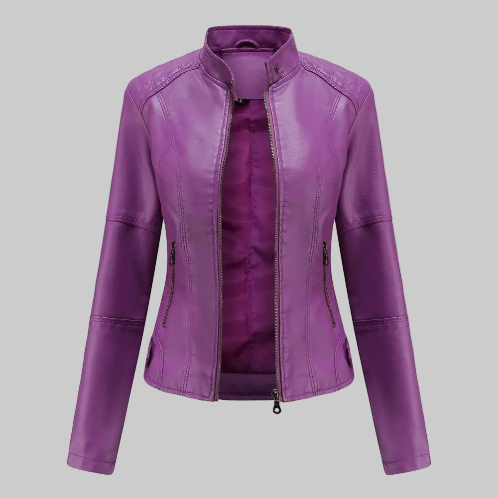 Leather Slim Jacket - XS / Violet - Outerwear
