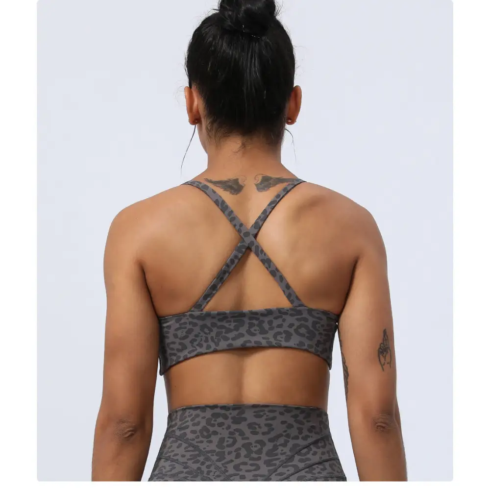 Leopard Print Yoga Twisted Sports Bra - Activewear