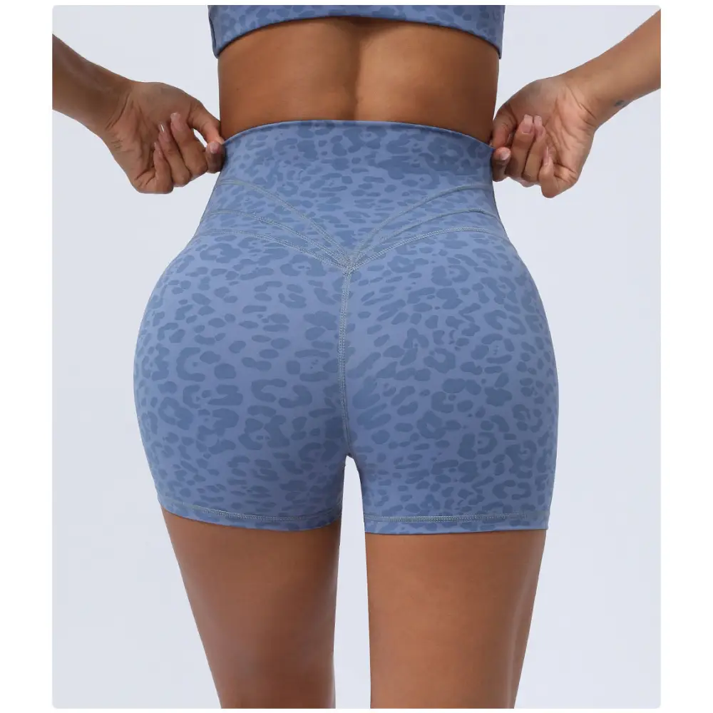 Leopard Yoga Cross Waist Fitness Shorts - Activewear