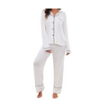 Long Sleeved Shirt Trousers Loungewear Set - S / White - Sleepwear