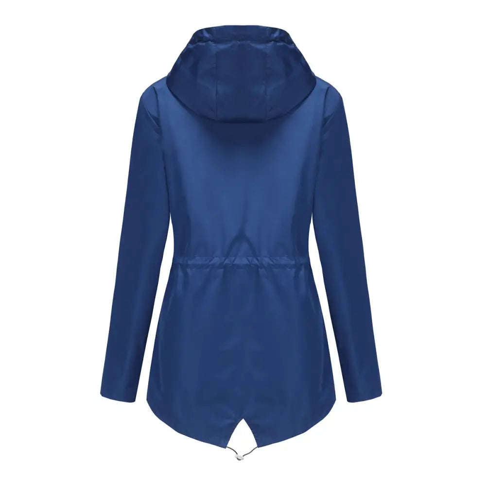Long Sleeved Waterproof Hooded Mid Length Trench Raincoat - Outerwear