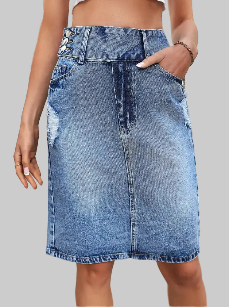 Loose Denim Skirt - XS / Blue - Skirts