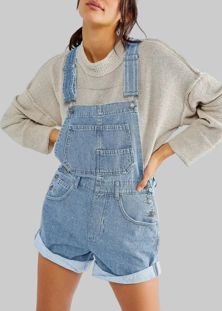 Loose Multi Pocket Suspenders - S / Light Blue - Rompers