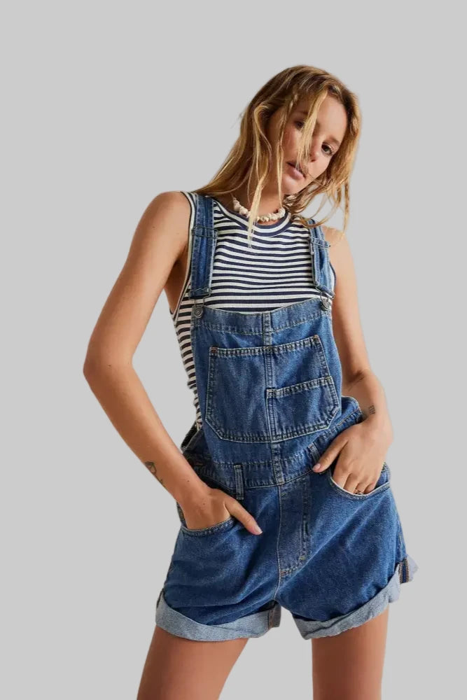 Loose Multi Pocket Suspenders - S / Navy Blue - Rompers