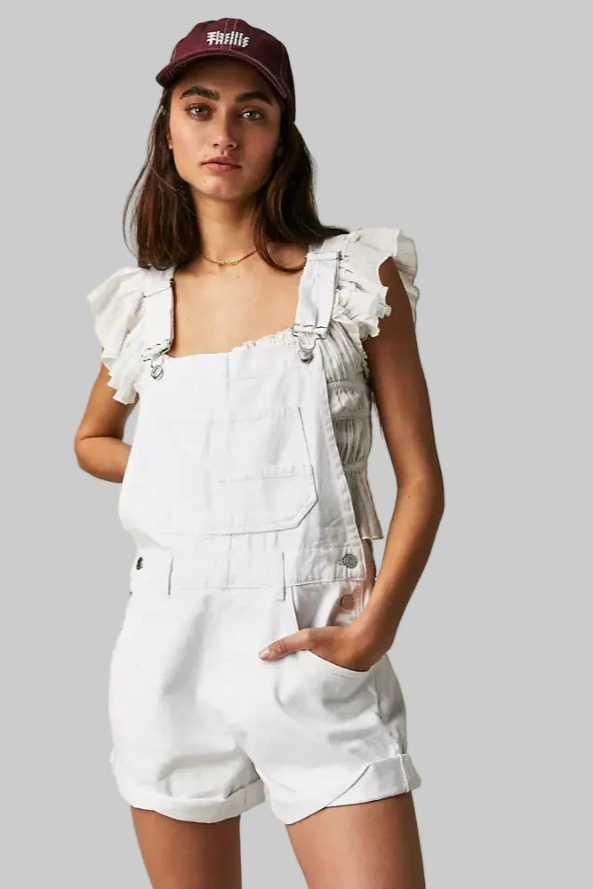 Loose Multi Pocket Suspenders - S / White - Rompers