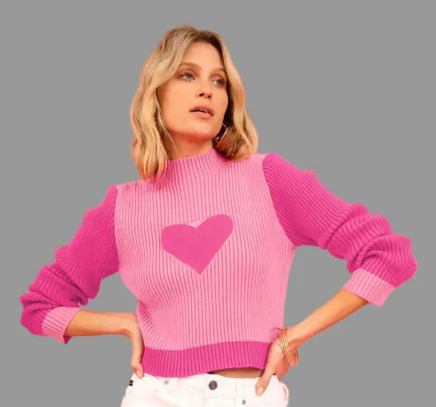 Love Turtleneck Knitwear Pullover Sweater - S / Coral Red - Sweaters & Cardigans
