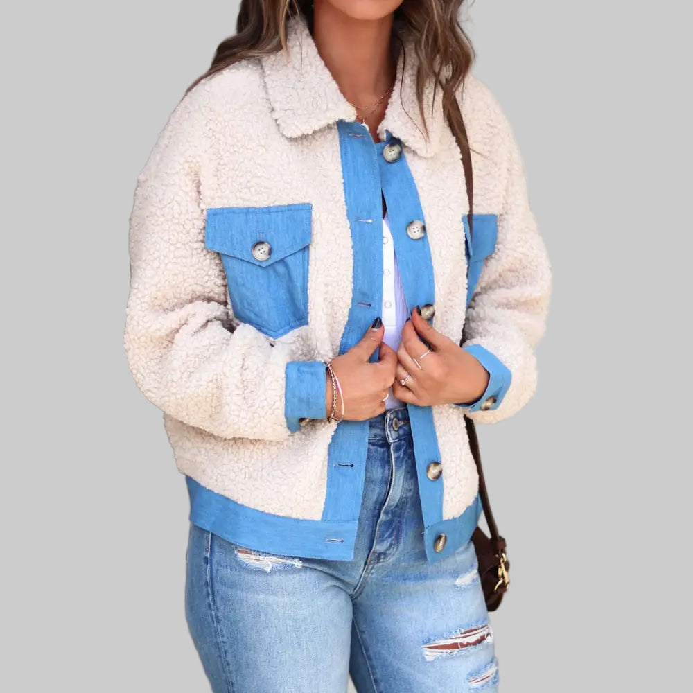 Mao Denim Jacket Coat - S / White - Outerwear
