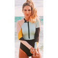 Mosaic Long Sleeve Zipper Surfing Suit - L / Pink - Suits