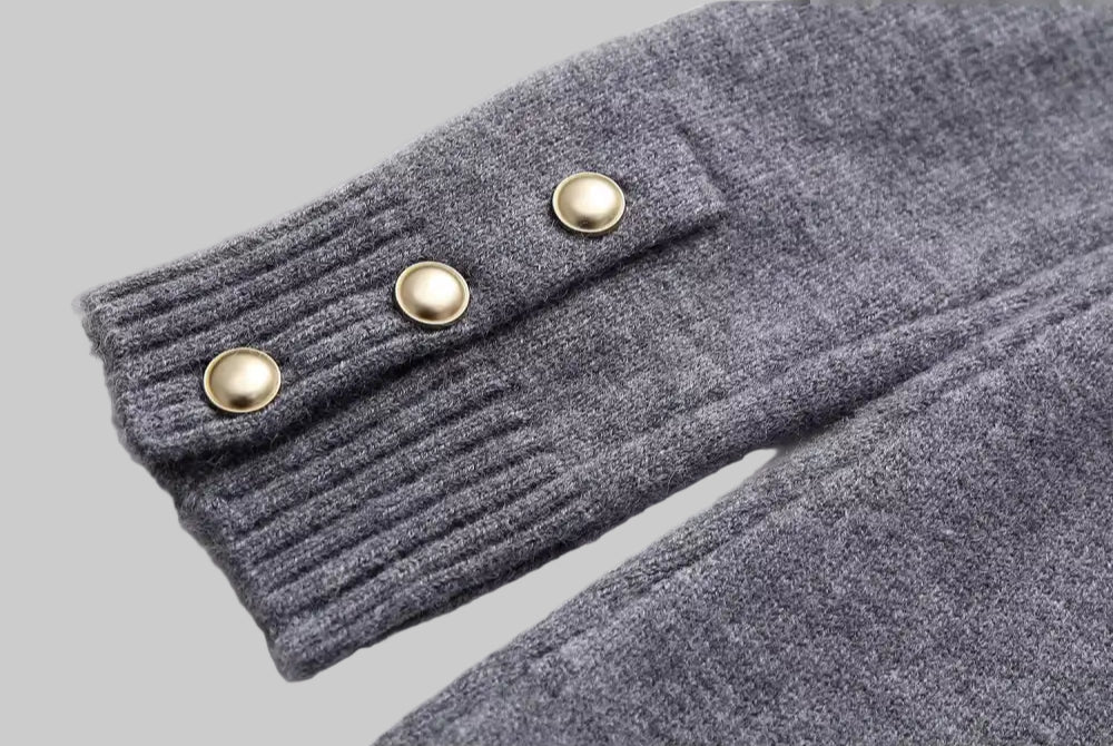 Multi Pocket Long Sleeved Knitted Dress - Dresses